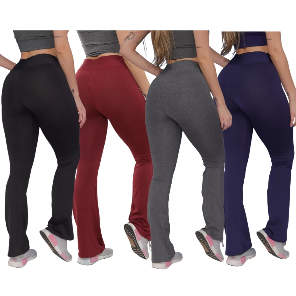 Kit 4 Calça Feminina Flare Roupas Femininas Zero Transparência Moda Fitness