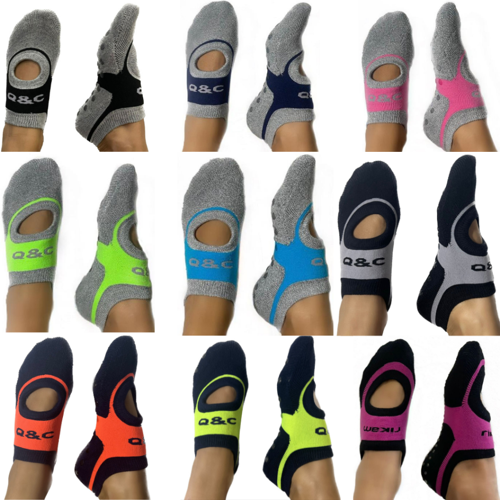 Meia Sapatilha QEC Sem Costura Pilates, Yoga Antiderrapante 34 ao 36