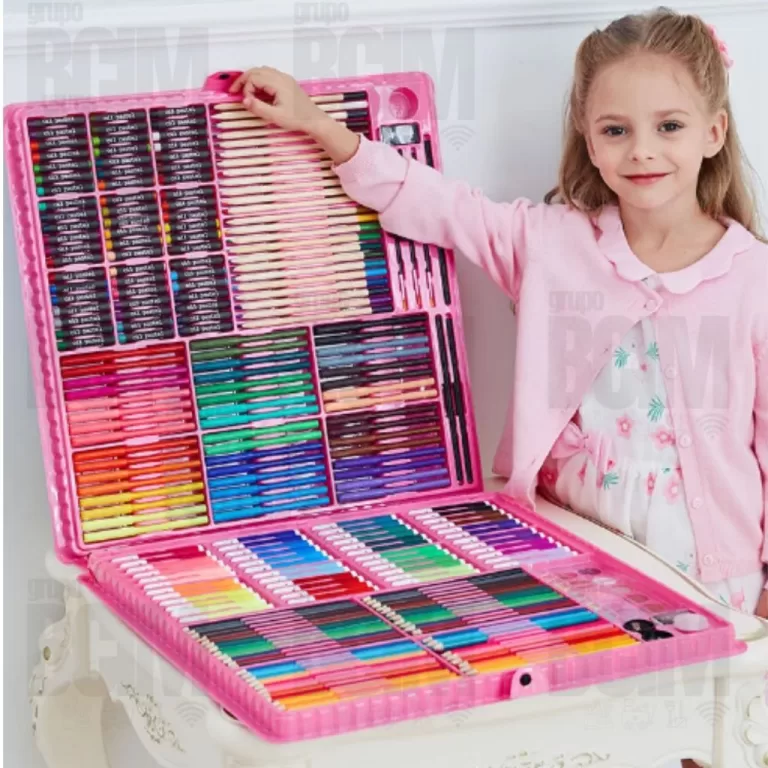 Estojo Maleta Pintura Infantil Lápis Cores Giz Ca