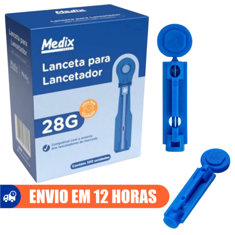 Lancetas Para Lancetador 28g 100un Azul Medix