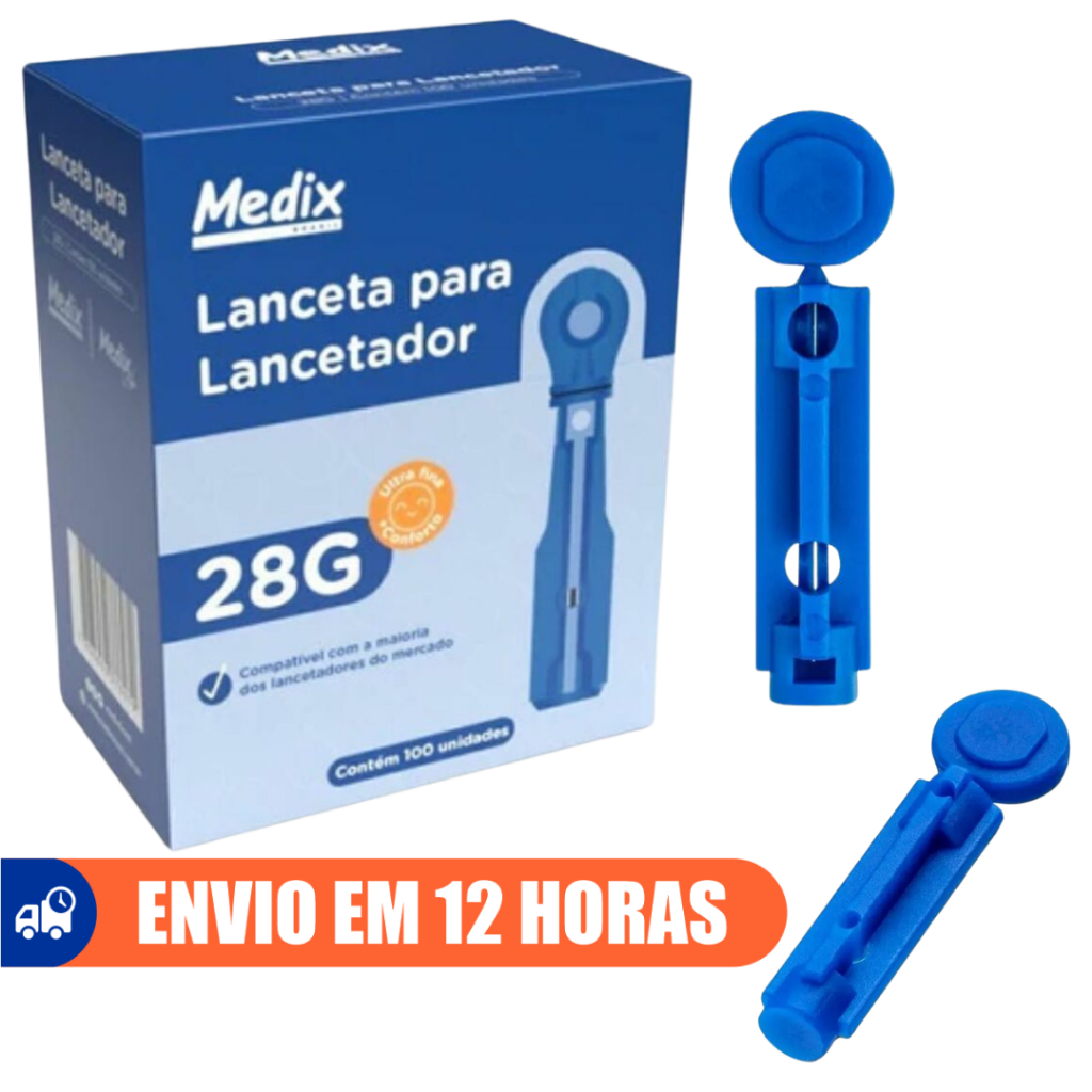 Lancetas Para Lancetador 28g 100un Azul Medix
