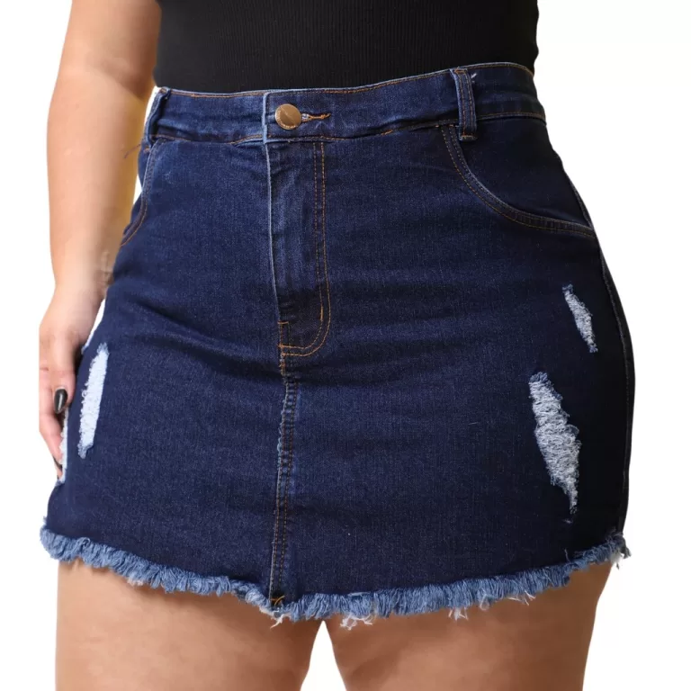 Short Saia Feminino Plus Size Cintura Alta Barra D