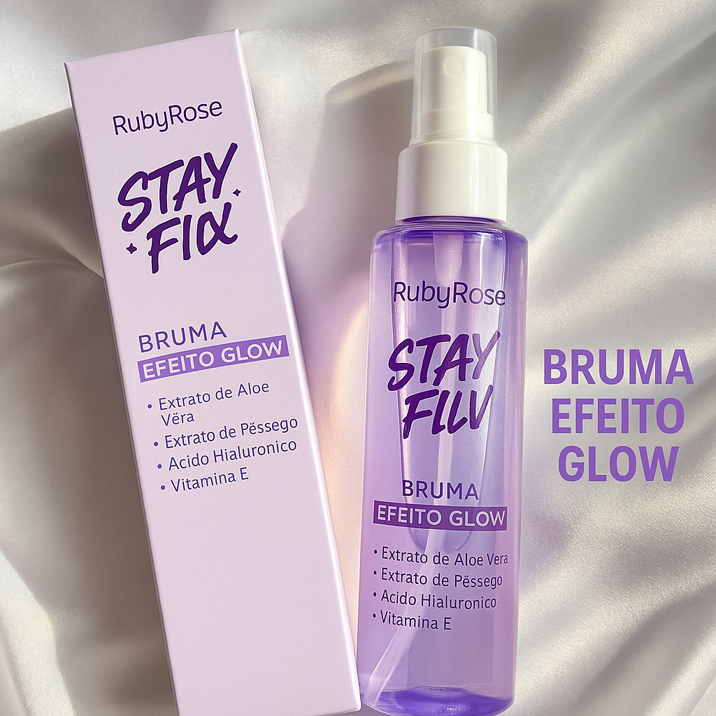 Bruma EFEITO GLOW linha stay fix Ruby Rose com ácido hialurônico 120ml