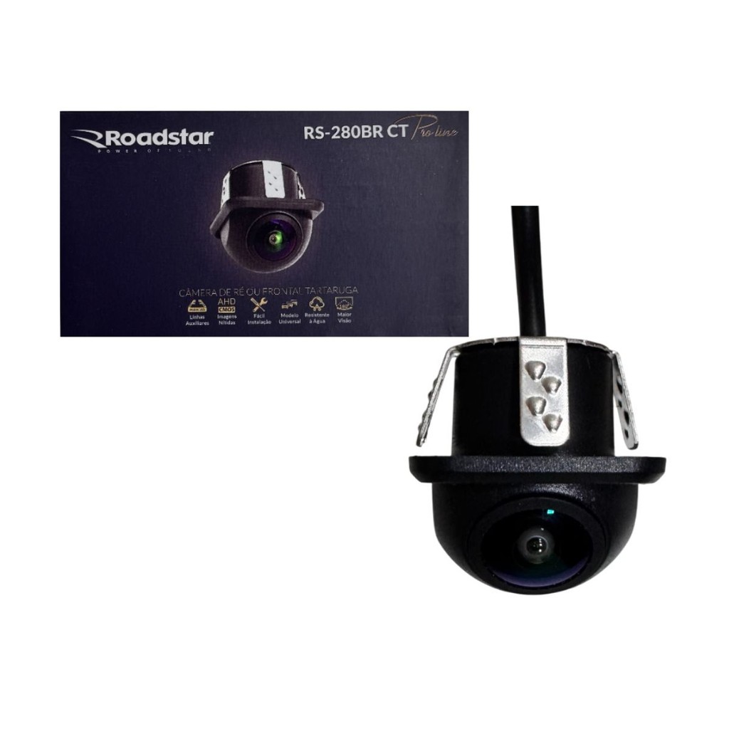 Câmera de Ré Frontal Fixação Tartaruga 180. Graus Visão Lente Vidro Universal 12v Carros Automotivo