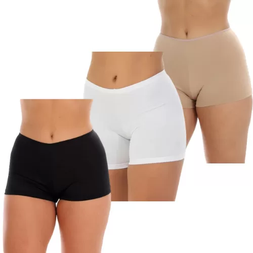 Kit 3 Short Íntimo Curto Anágua Segunda Pele Fem