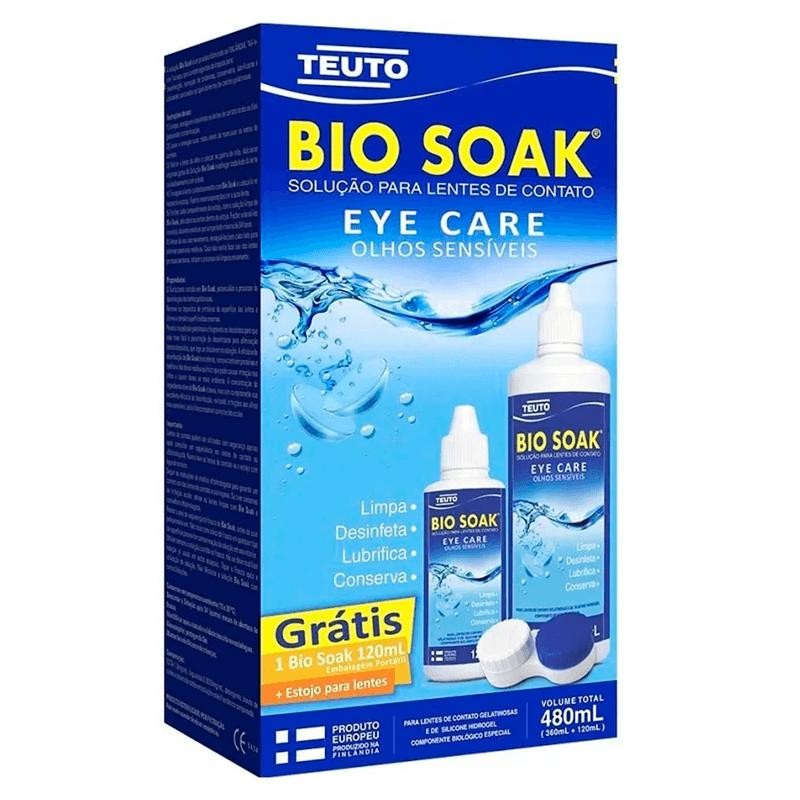 Kit Bio Soak Solução Para Lente De Contato 480ml + Estojo Para Lentes