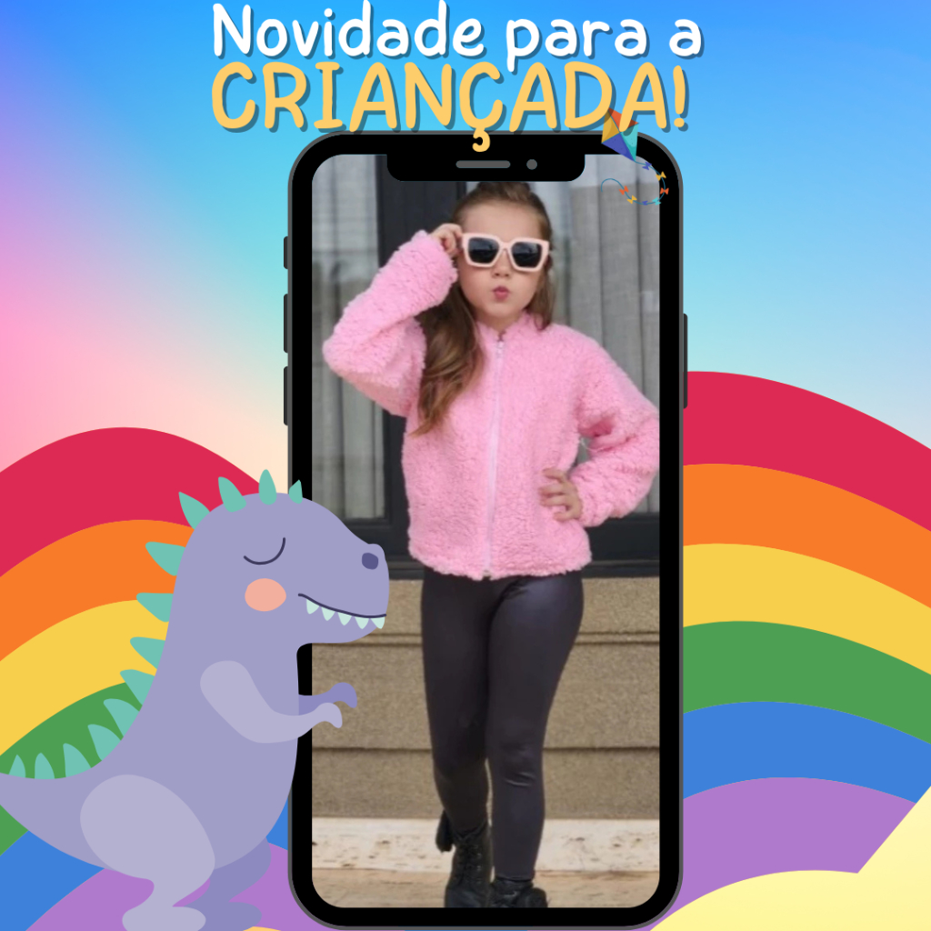 Casaco Infantil Pelinho com Capuz  e ziper fixo Quentinha Carneirinho