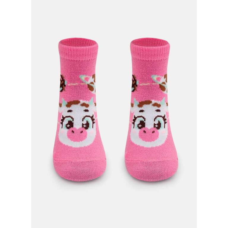 Meia Infantil Estampada Soquete Bebê Menina Vaca 