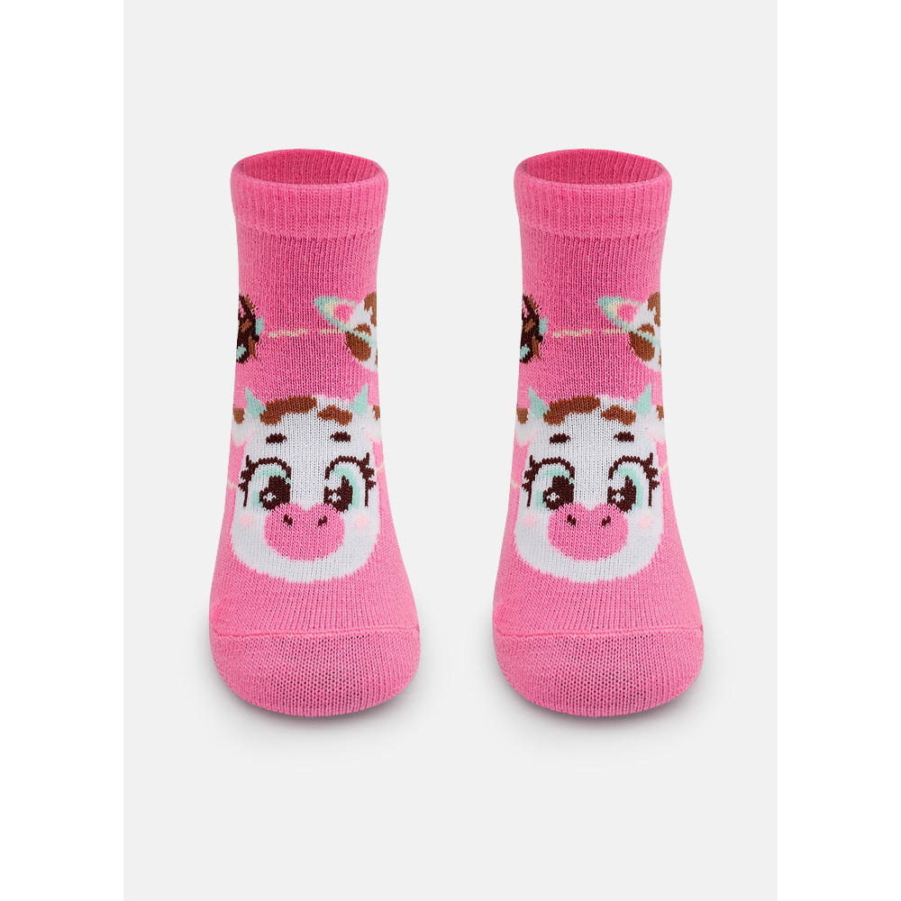 Meia Infantil Estampada Soquete Bebê Menina Vaca Chocolate Puket