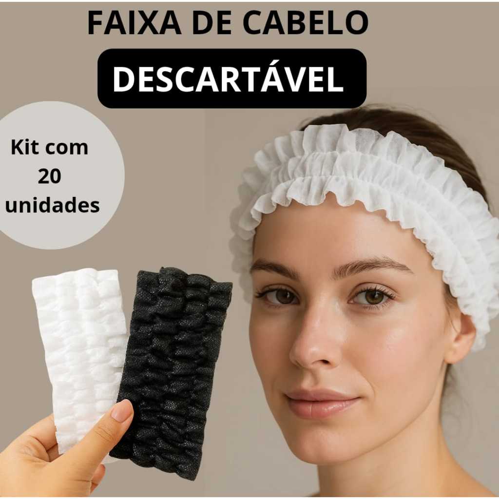 Faixa para Cabelo Descartável Kit 20 Unidades