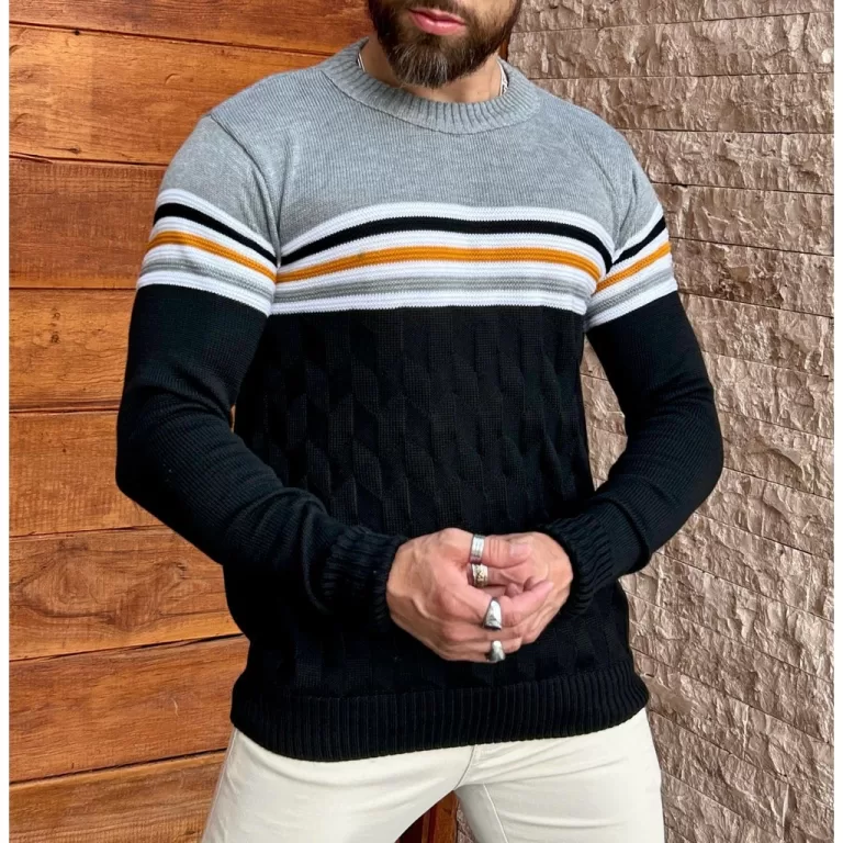 Suéter Masculino Tricot Blusa de Frio Gola Redond
