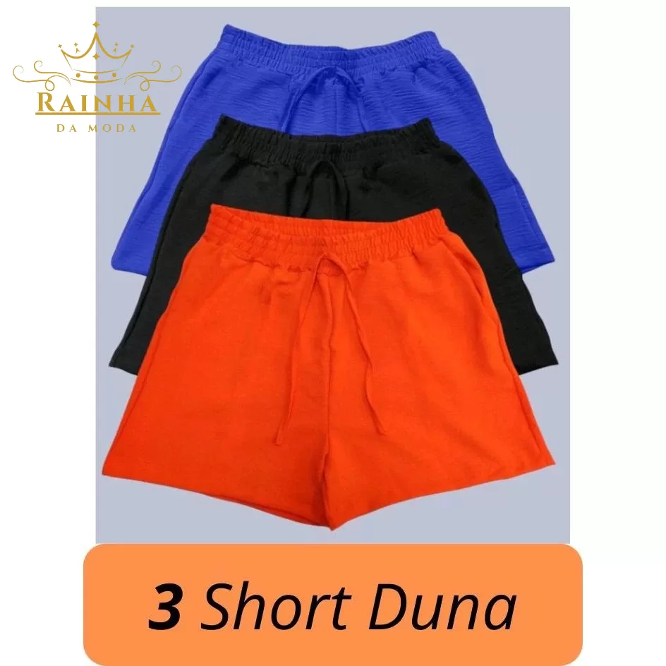 3 Short Feminino Tecido Duna  Short Curto VÁRIAS CORES Leves e Confortáveis