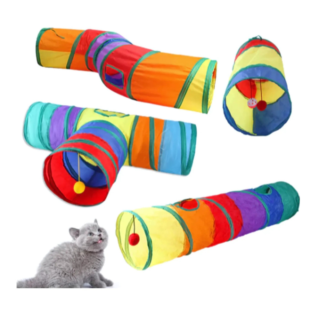 Brinquedo Túnel Labirinto Para Pets Gatos Colorido Divertido Compacto Prático Eficiente