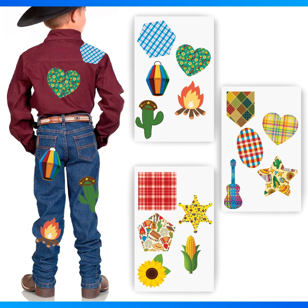 Adesivo Para Roupa Festa Junina Retalho Remendo 15 Adesivos – MAIS BARATO