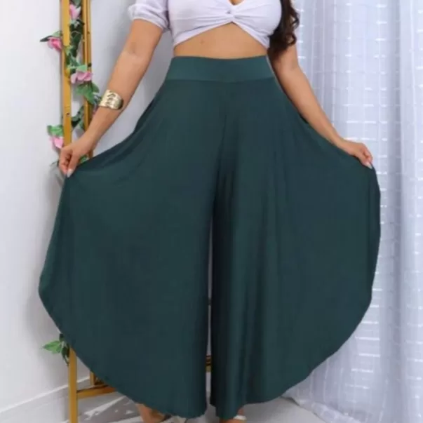 Calça Feminina Calça Saia Godê Com Bolsos Solti