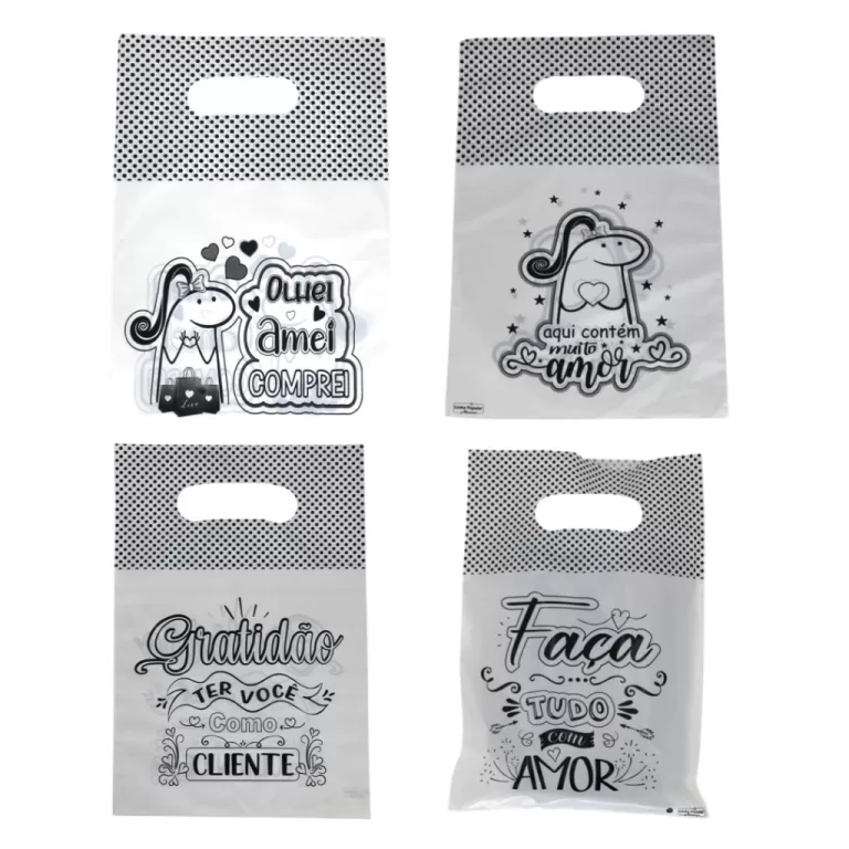 50 Sacolas boca de palhaço 30x39cm Estampadas
