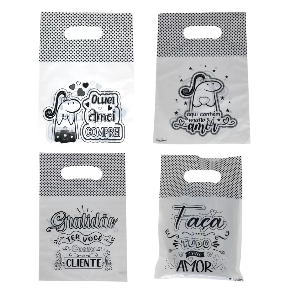 50 Sacolas boca de palhaço 30x39cm Estampadas embalagem para presente