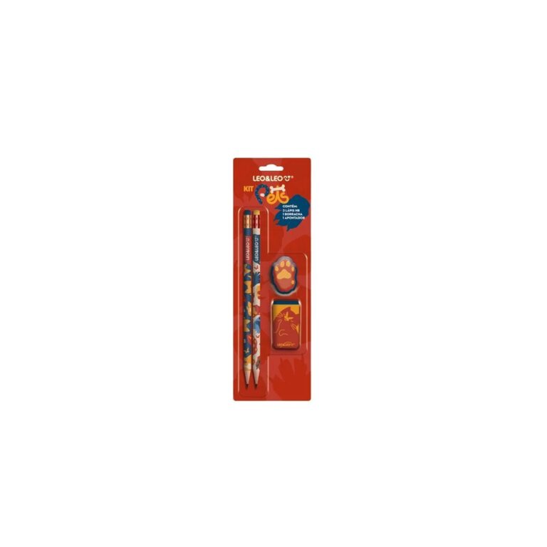 Kit Lápis HB Pets 2 Lápis/Apontador/Borracha 