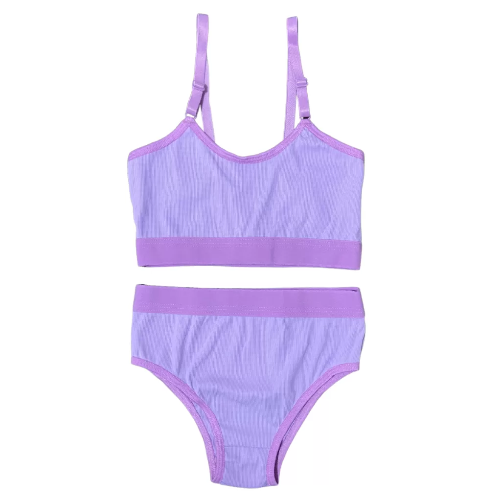 Conjunto Infantil Top E Calcinha Menina Moça Canelado