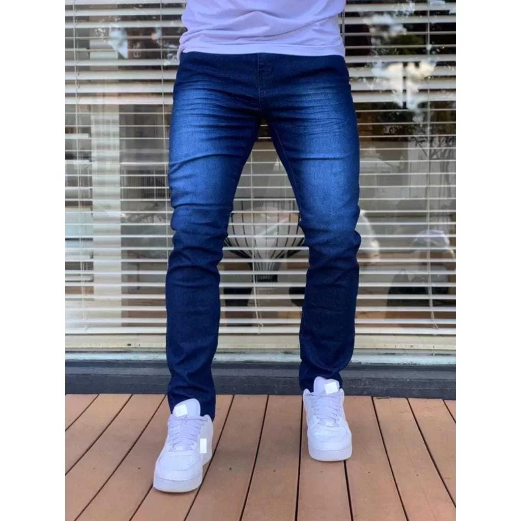 calça jeans masculina slim azul-medio original direto da fabrica envio imediato promoção