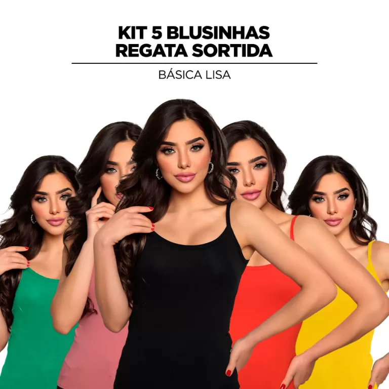 KIT 5 RegataS de alcinha feminina blusinha basica 