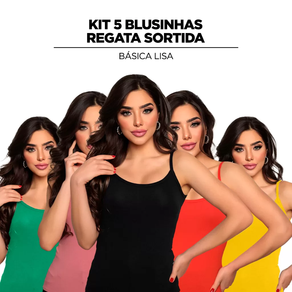 KIT 5 RegataS de alcinha feminina blusinha basica lisa para o dia a dia
