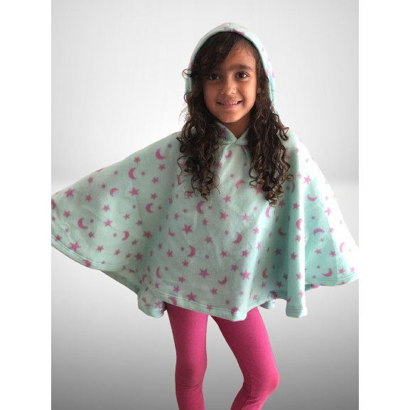 Poncho Infantil Menina 2 ao 10 Casaco de Inverno Q