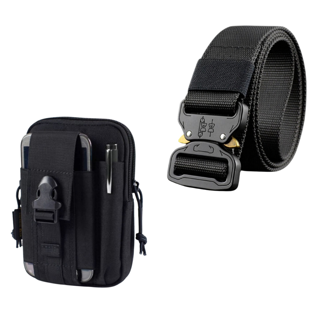 Kit de Pochete Tático Militares e Cinto Largo Engate Rápido Antialérgico Multiuso Masculino Feminino