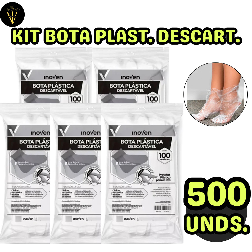 Kit 500 Unidades Botas Plástica Descartável Inoven