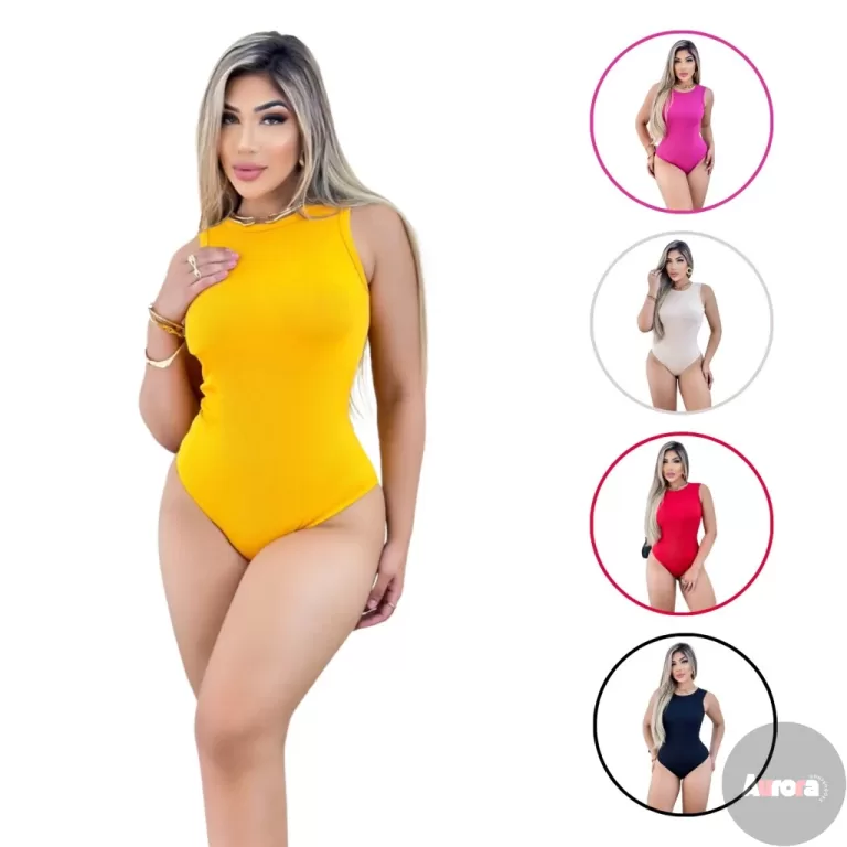 Kit 5 Body Feminino Malha Ribana Regata Lisa