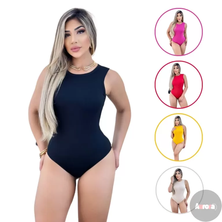 Kit 2 Body Feminino Malha Ribana Regata Lisa