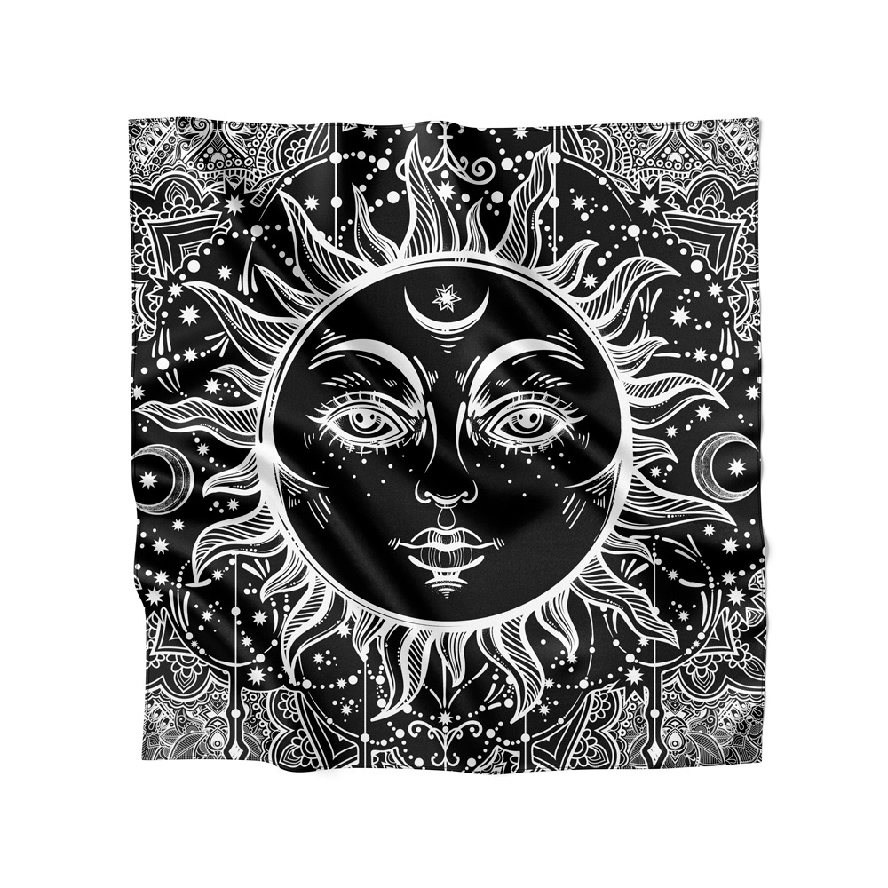 Lenço de Cetim 90x90cm Várias Amarrações Tendência Fashion Estampas Astros e Universo