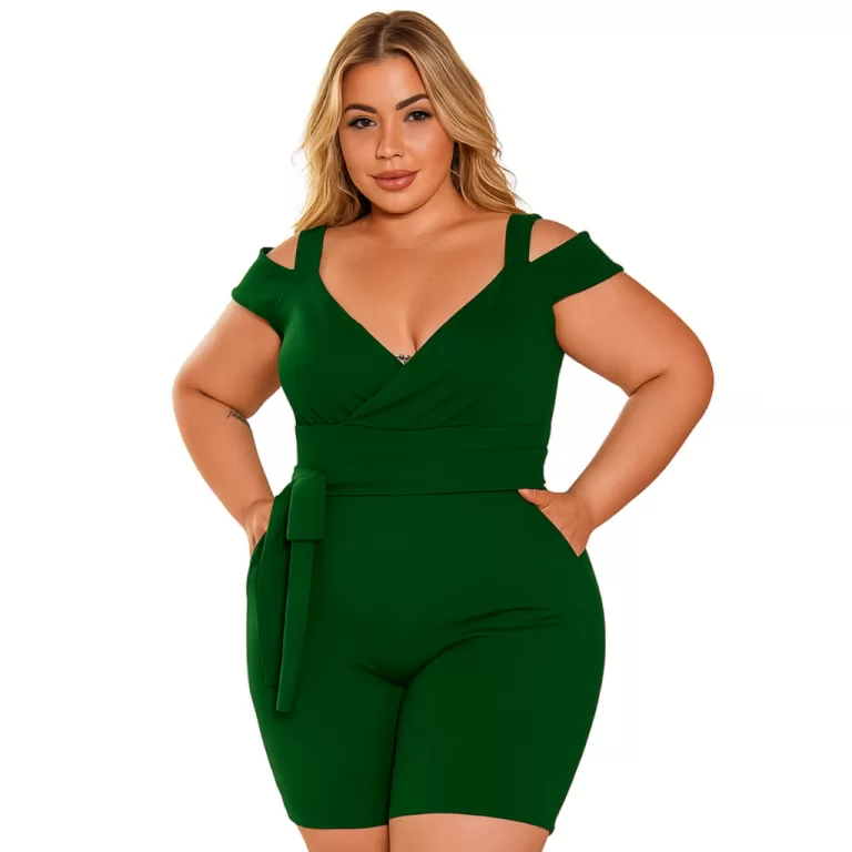 Macaquinho Modelador Feminino Plus Size Transpassa