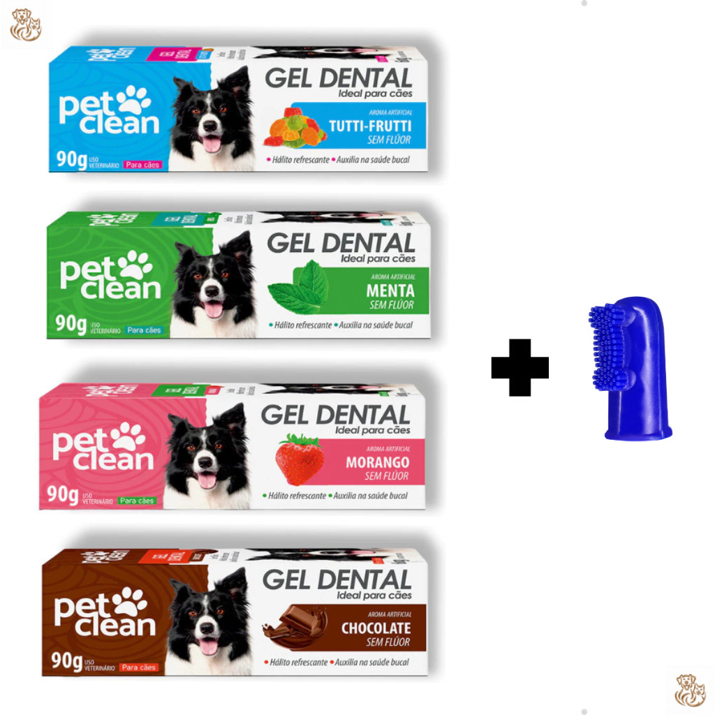 Kit Pasta de Dente para Cães e Gatos – Gel Dental Cães e Gatos 90g + Dedeira Plástica – Pet Clean