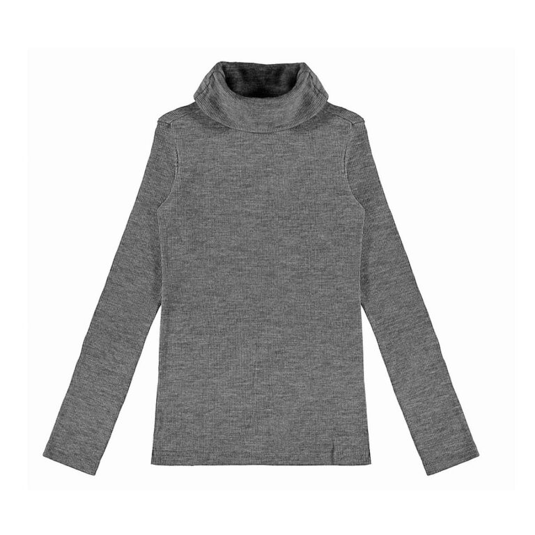 Blusa em Ribana Gola Alta Malwee Kids Cinza