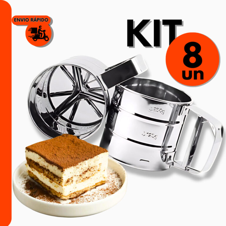Kit 8 Peneira Polvilhador com Gatilho Inox do Chef
