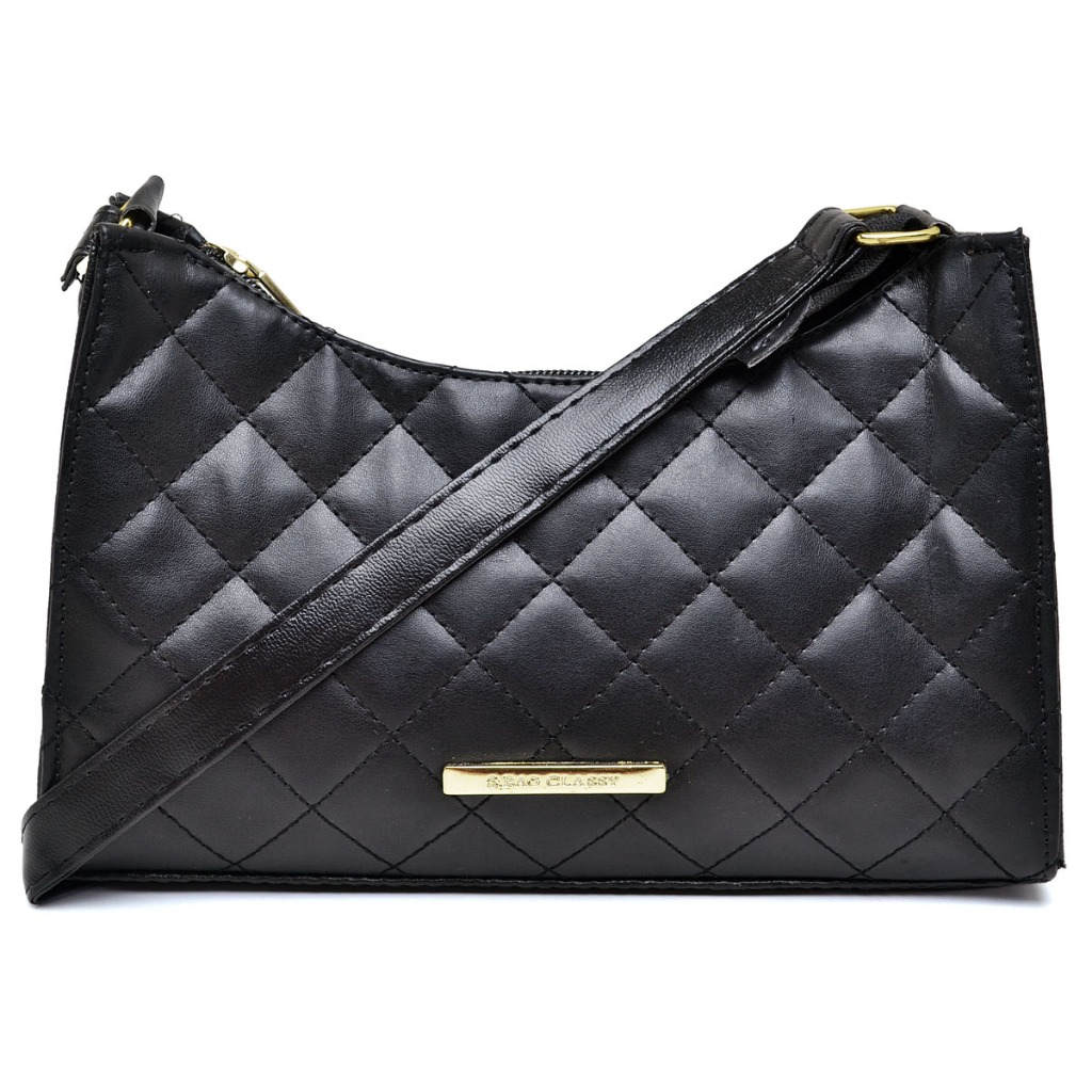 Bolsa Feminina Pequena Baguete Verona Bordada Meia Lua Tiracolo de Ombro