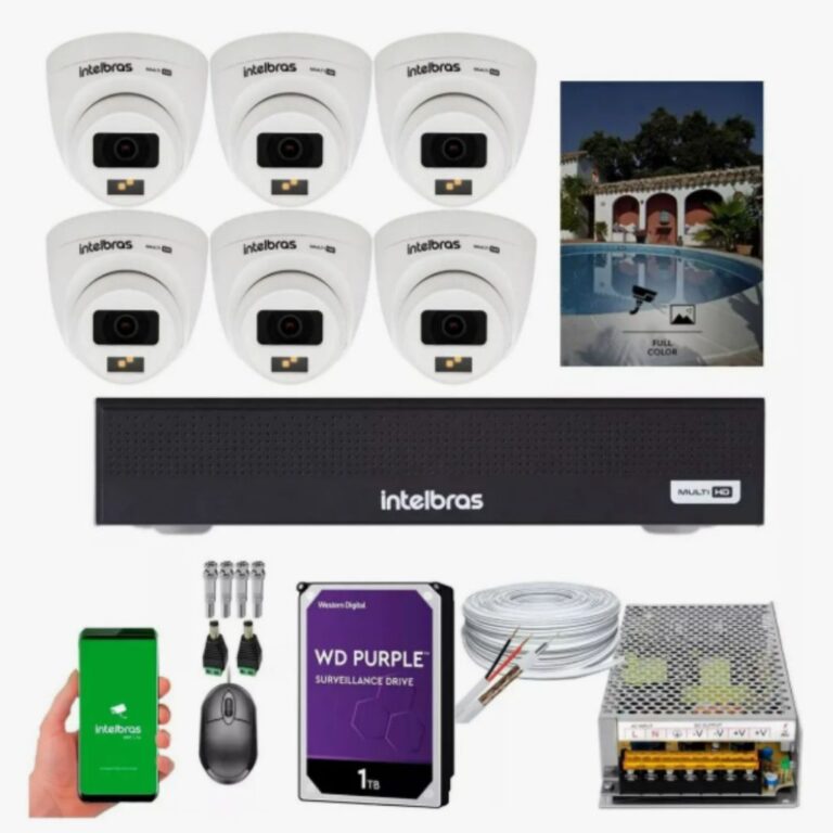 KIT 6 CÂMERAS VHD 1220D FULL COLOR DVR 3108C HD 1