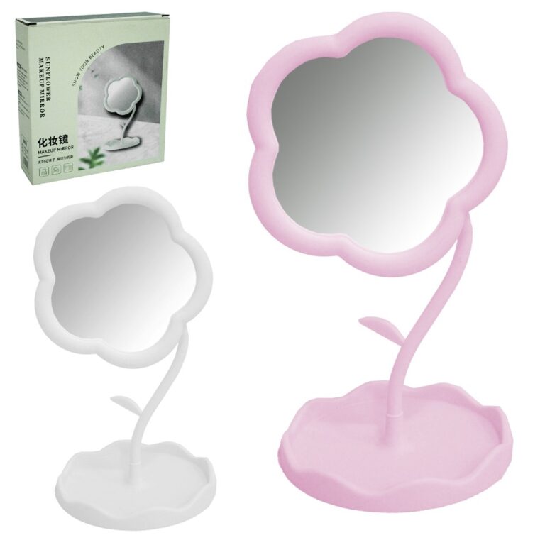Kit 10 espelhos grandes flor de mesa com base port