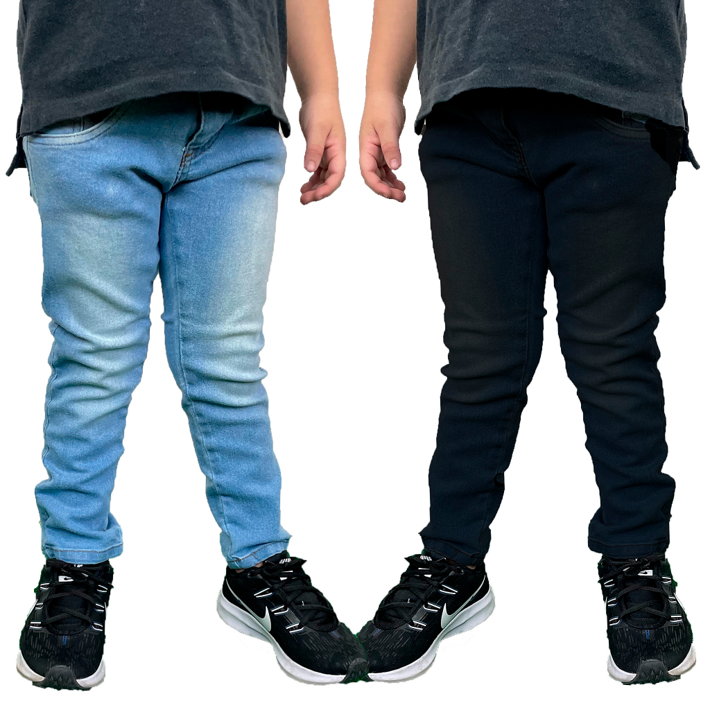 Calça Jeans Infantil Menino Elastano Lycra masculina da moda 2 ao 16