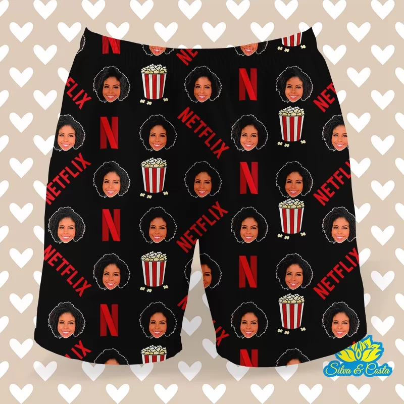 Samba-Canção com Foto Netflix Shorts Masculino Pijama