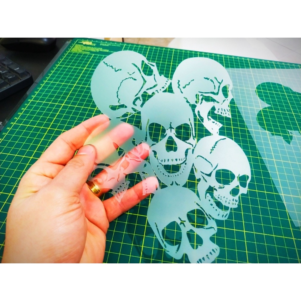 Kit 10 Moldes Stencils Caveiras para Pinturas e Aerografias