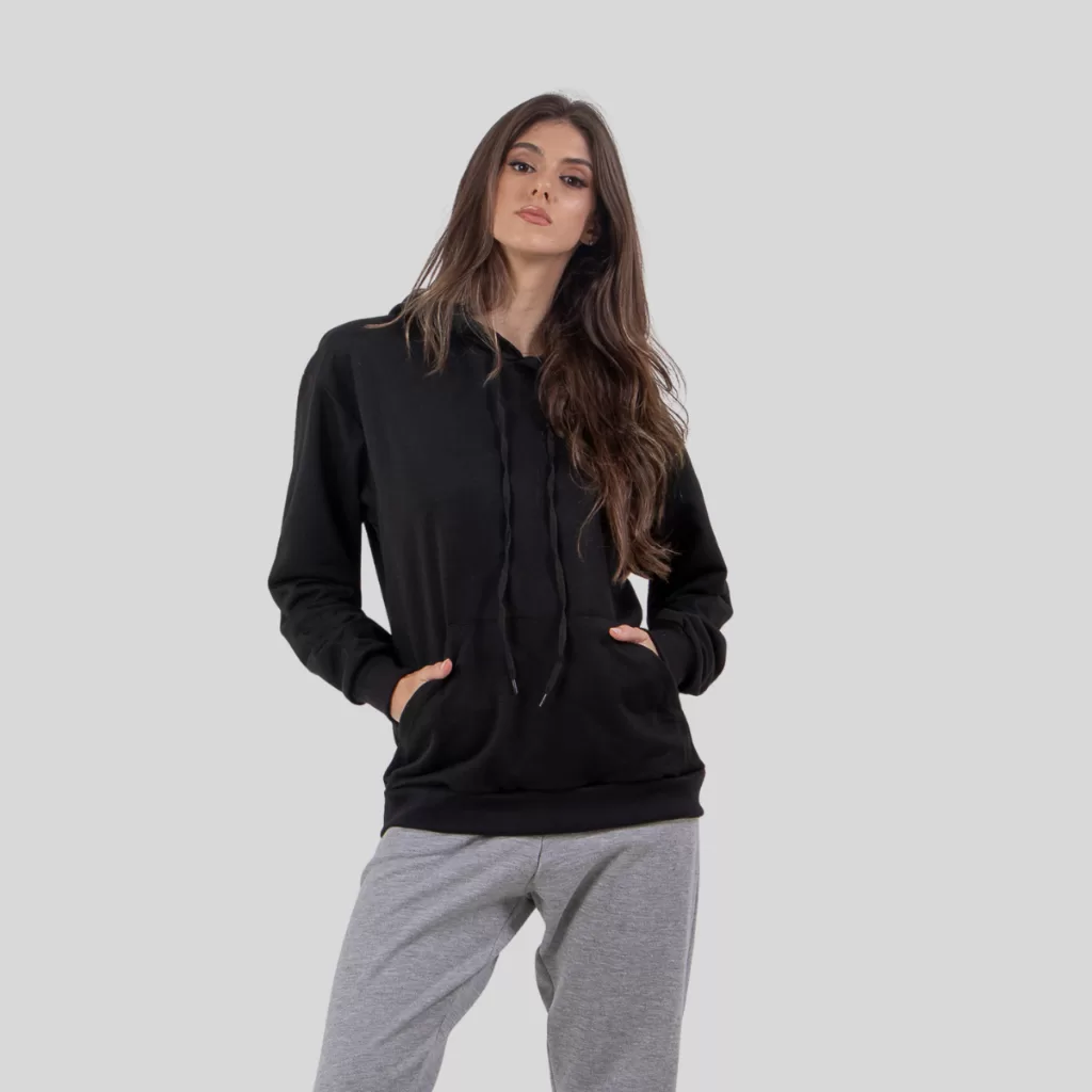 Casaco de Moletom com Capuz Preto