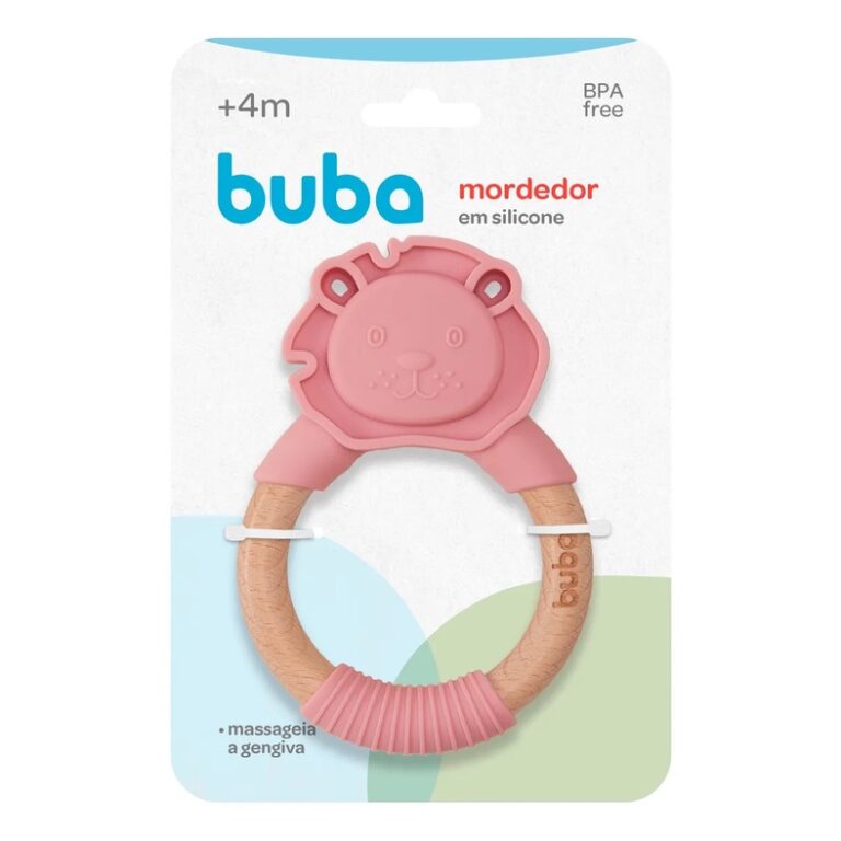 Mordedor em Silicone – Leão – Rosa &#