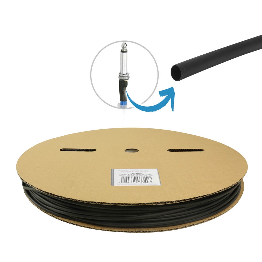 Rolo Espaguete/tubo Termo Retrátil 3mm Preto 200 Metros