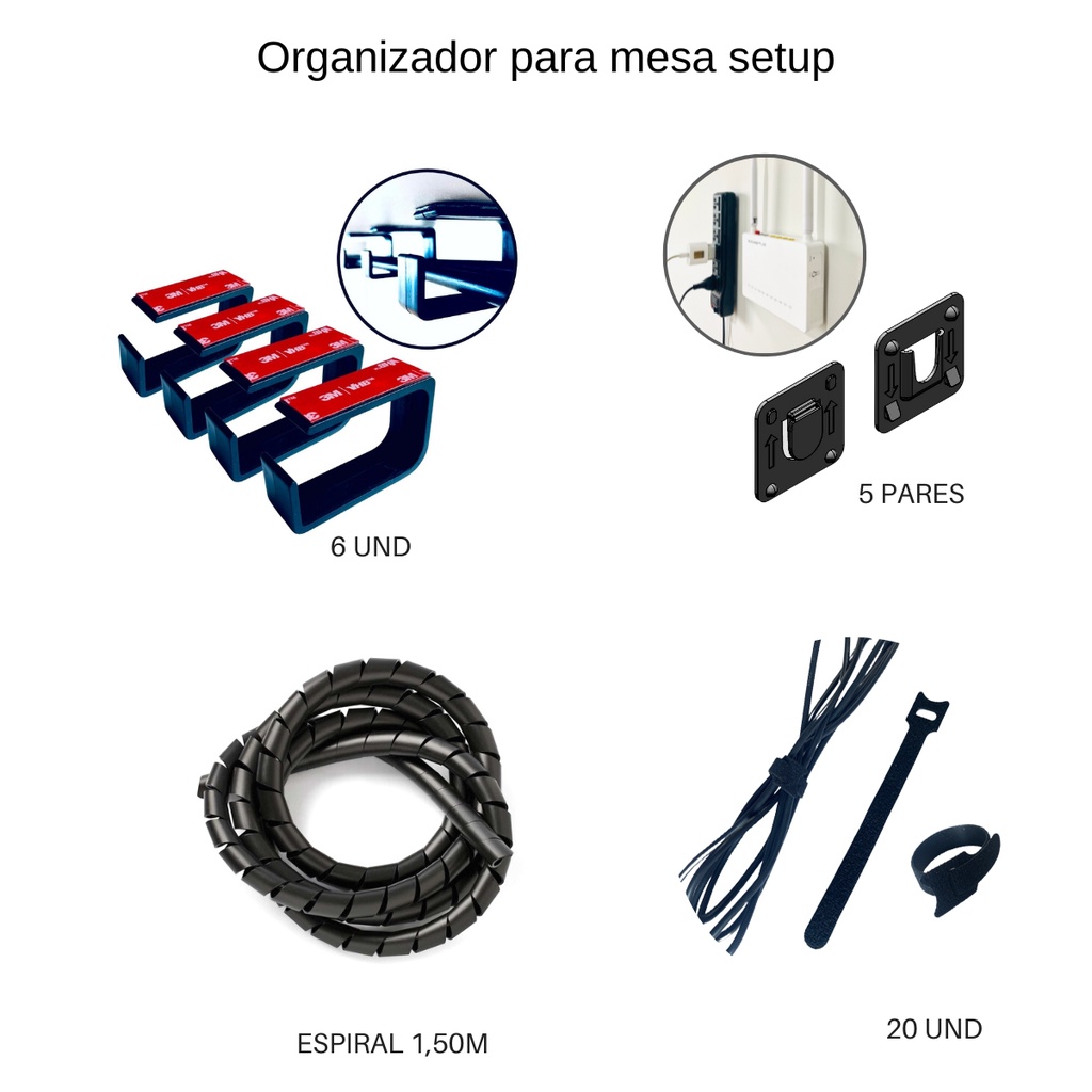 KIT PARA ORGANIZAR MESA SETUP GAMER