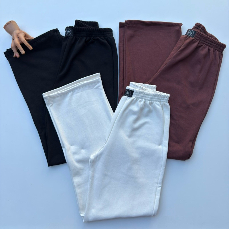 Calça Pantalona Feminina Cintura Alta no moletom confortável e estilosa Calça Wide Leg Moletom Femin