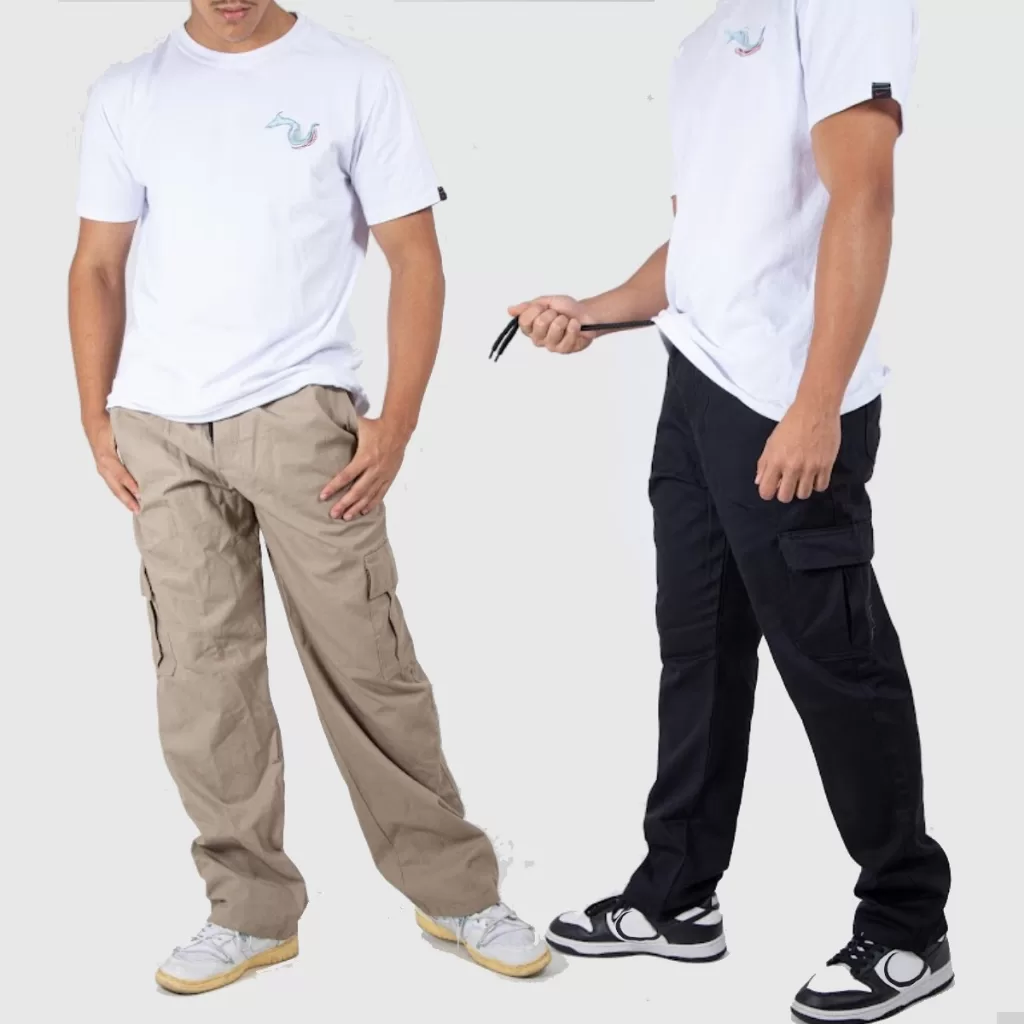 Kit 2 Calça Cargo masculina Larga moda Skatista trapper hip hop Unissex