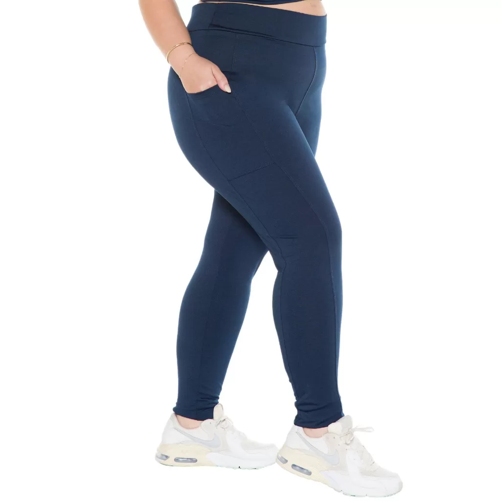 Calça Legging Plus Size Feminino Confortável Com Bolso De Suplex Moda Mulher Academia Fitness Treino