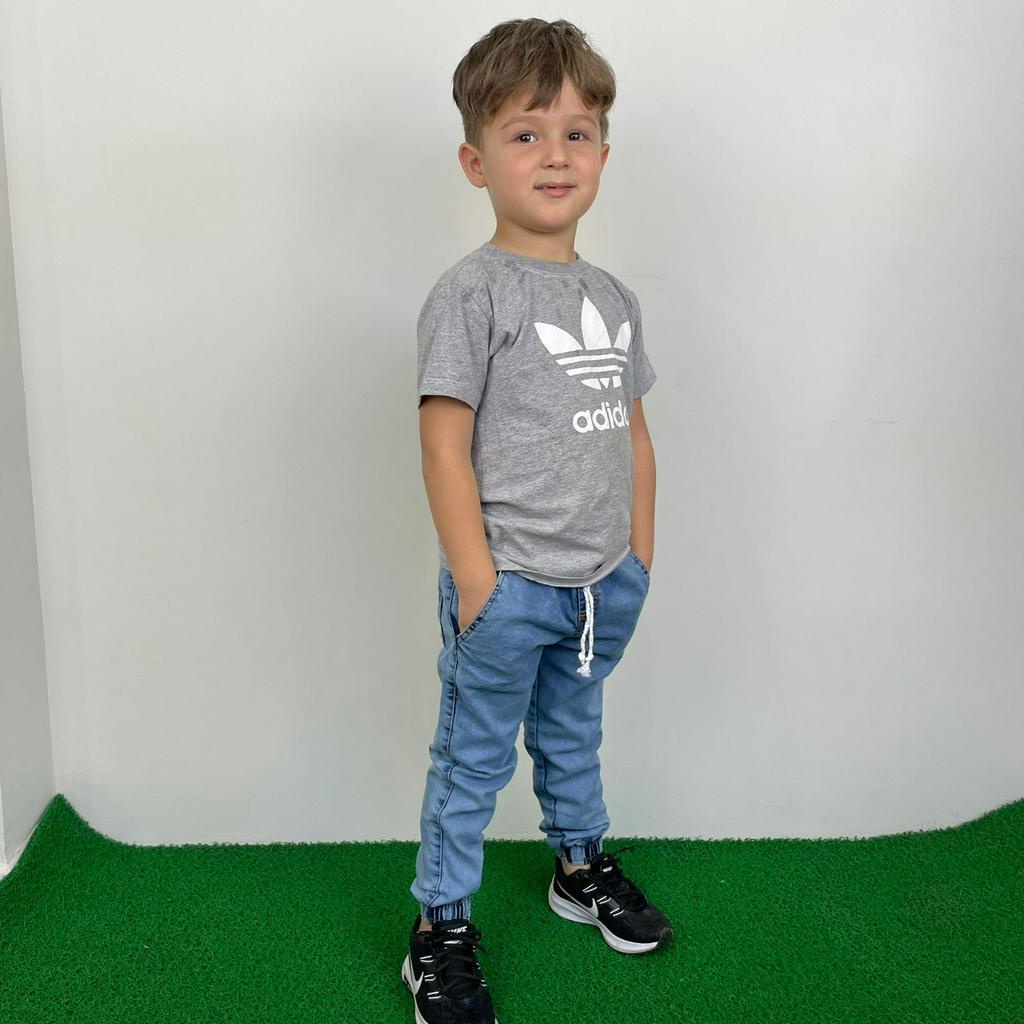 calça infantil jeans menino masculina modelo jogger infantil jeans claro